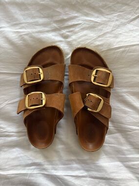 Birkenstock Big Buckle Sandals - Brown Leather